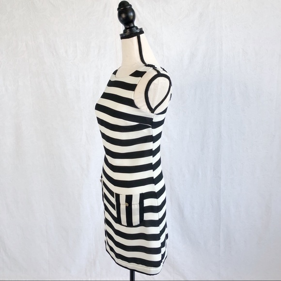 Mini Dress - Striped with Partially Open Back - Picture 2 of 7